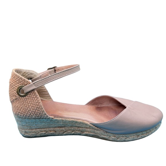 Women’s Tan Leather/Fabric Espadrilles w/Ankle Straps Made in Spain Size 40/US9 - Picture 4 of 13